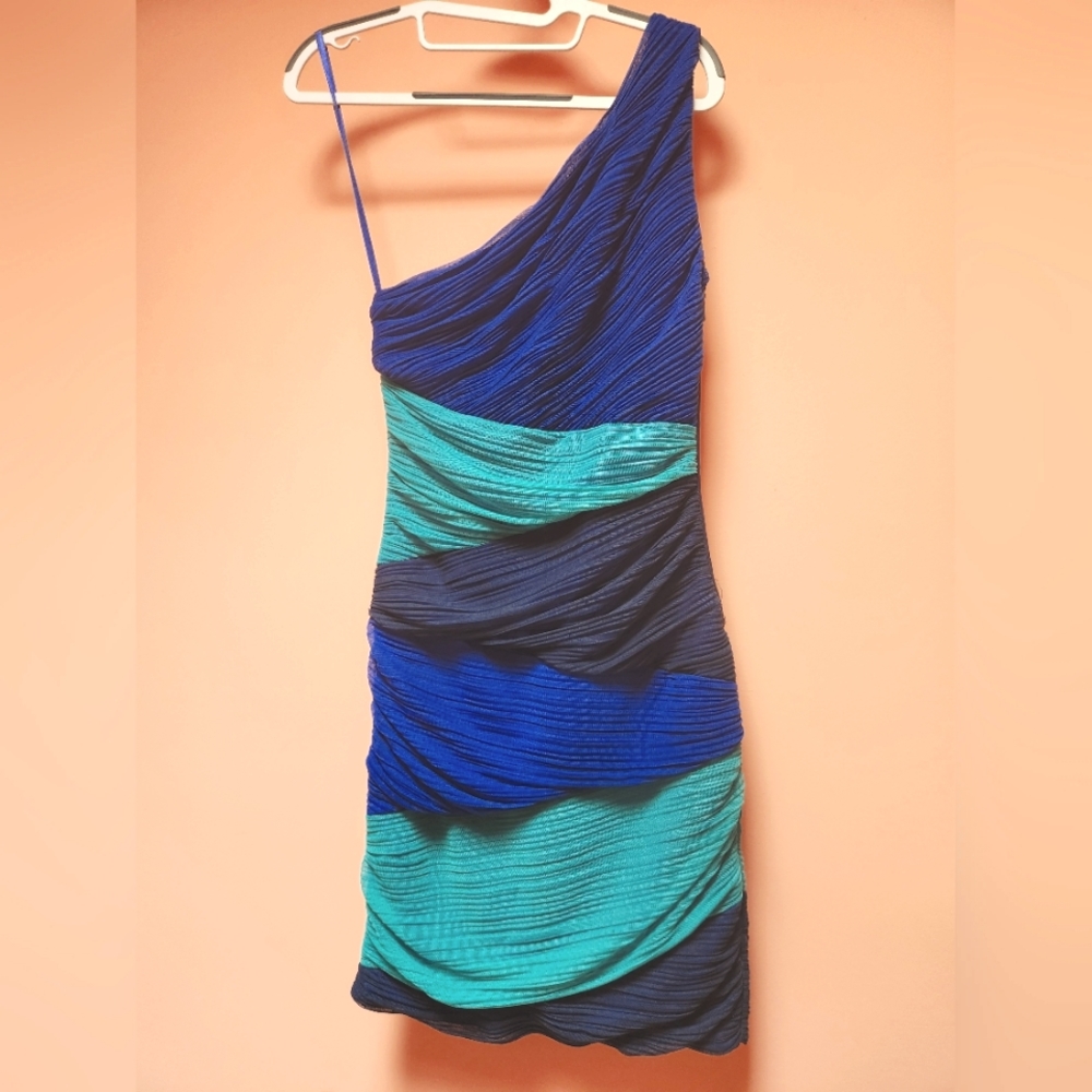 BCBG Blue Dress - One Shoulder - Small